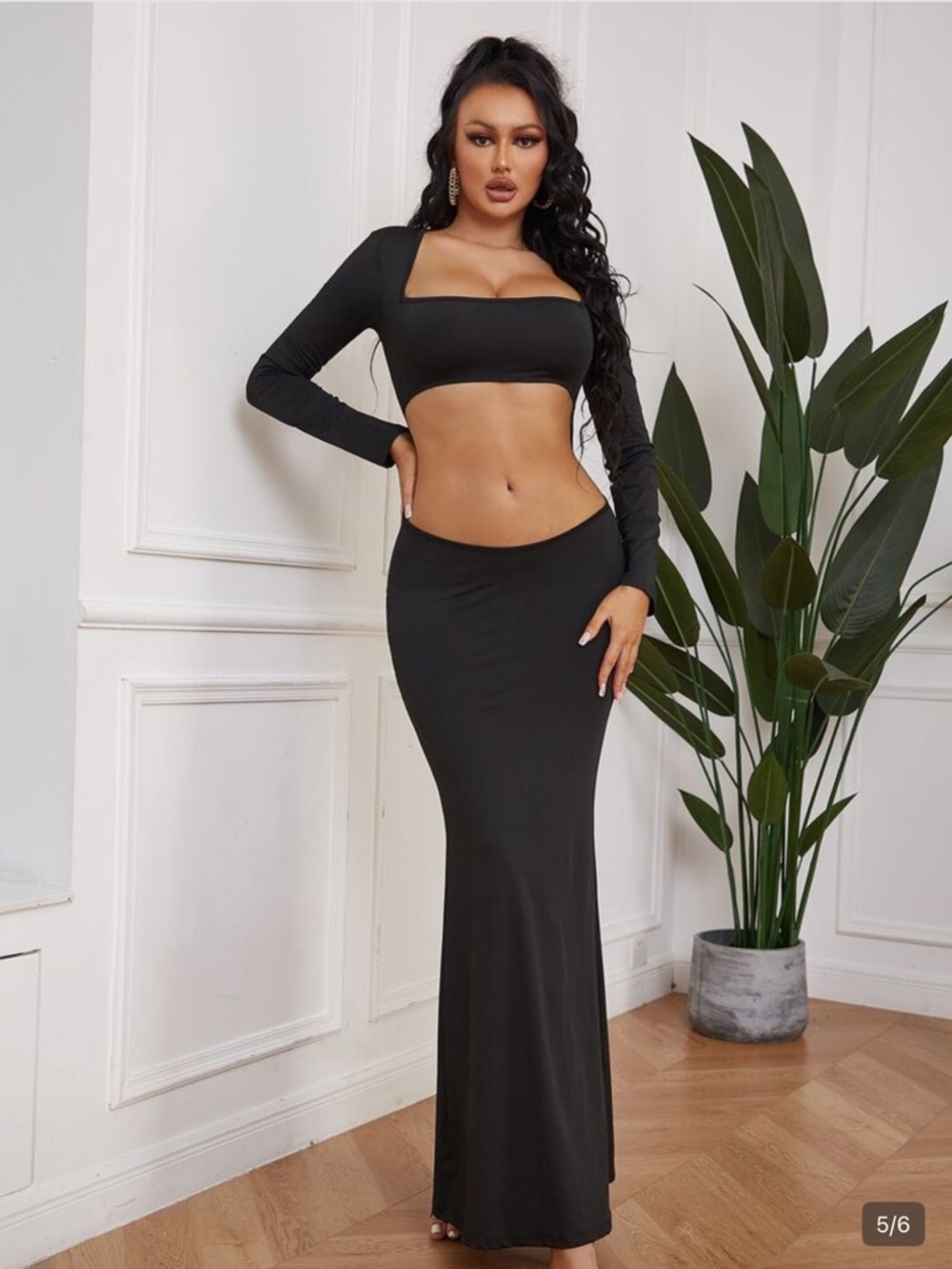 Cut Out Backless Square Neck Mermaid Hem Bodycon Dress 🖤
